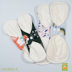 Kit prova assorbenti lavabili in spugna di bamboo freschi e senza microfibra.