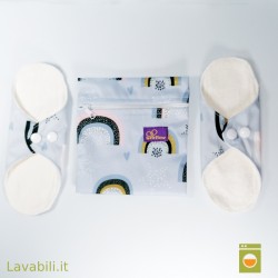 Duo salvaslip in fresca spugna di bamboo e mini wet bag