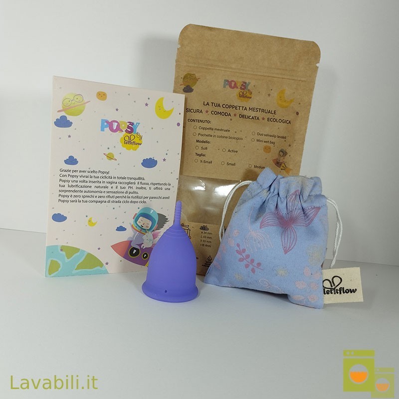 Popsy soft la coppetta morbida che permette diverse pieghe e facile rimozione.